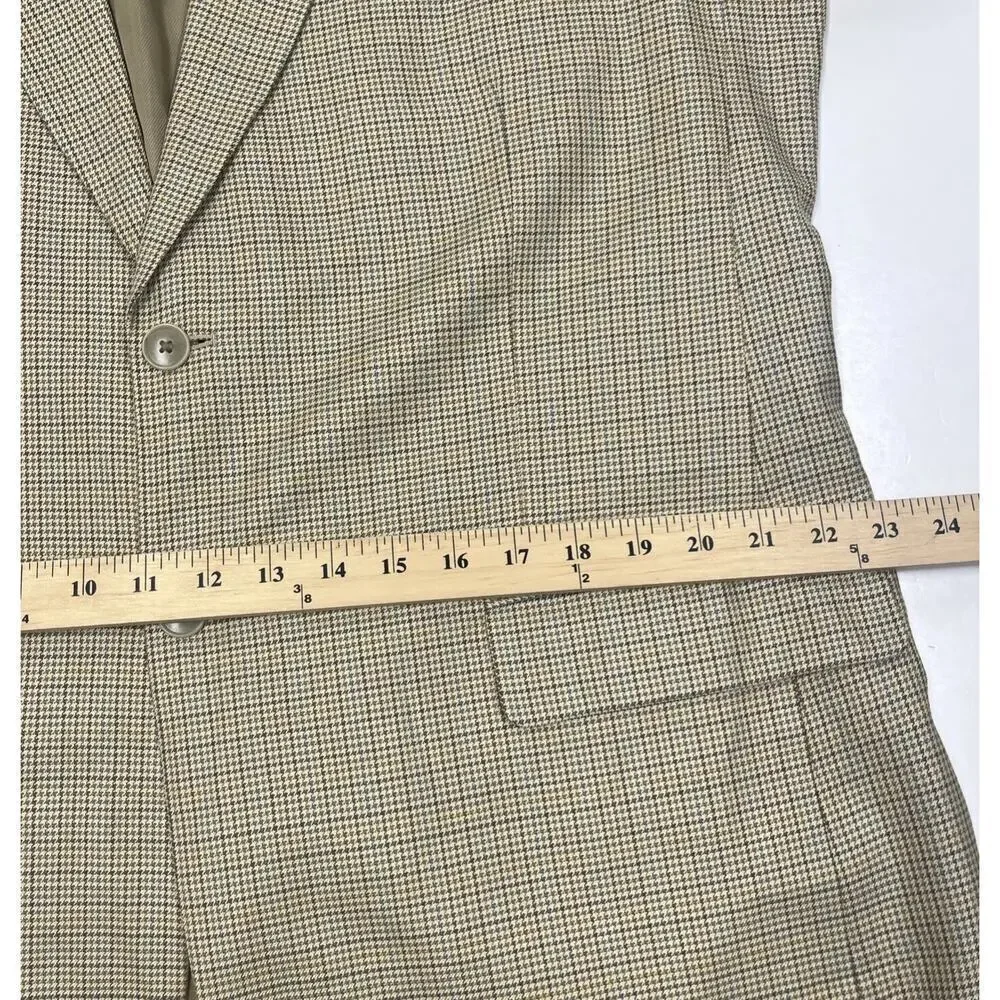 Bert Pulitzer Silk Wool Jacket Beige Multicolor Houndstooth Blazer Men’s Sz 46L